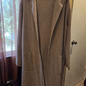 Korye Brown/Gray Hooded Sweater Jacket or Long Cardigan